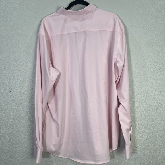 Mens 4 Way Stretch Button Down Dress Shirt Mens XL Pink Long Sleeve Non-Iron - Picture 3 of 6